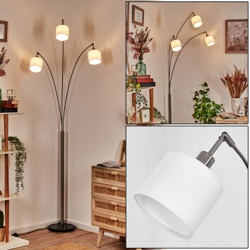 Bassagoda Lampada da terra Nichel opaco, Nero, 3-Luci