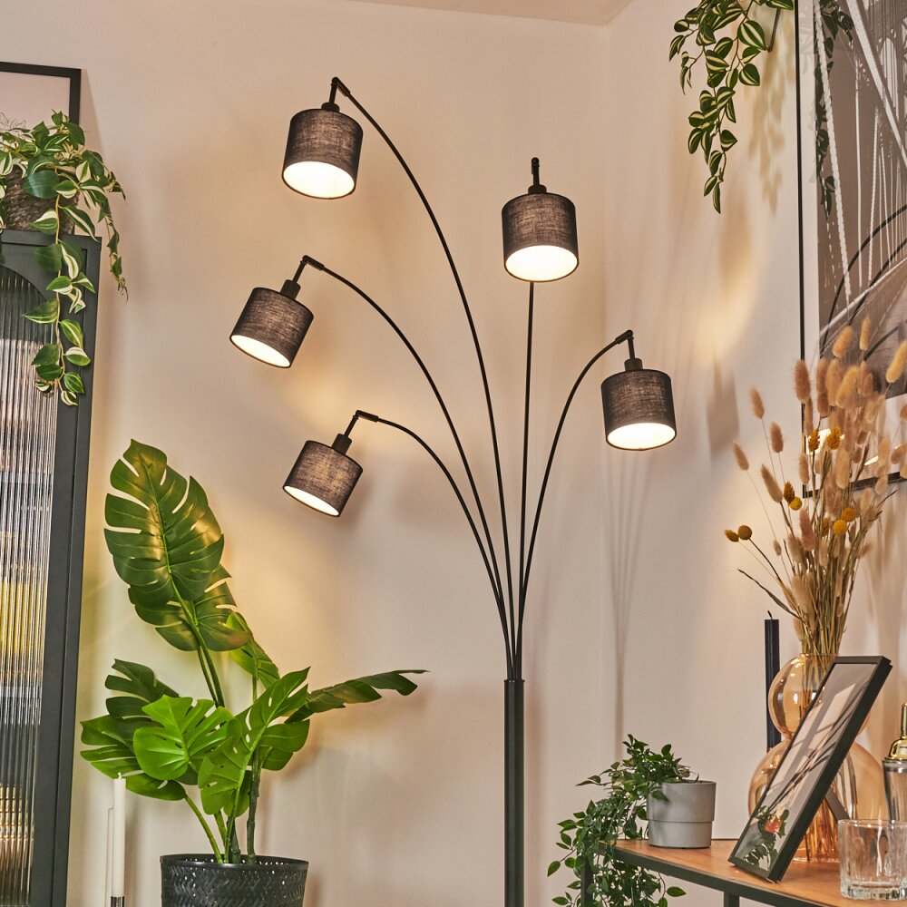 Bassagoda Lampada da terra Nero, 5-Luci