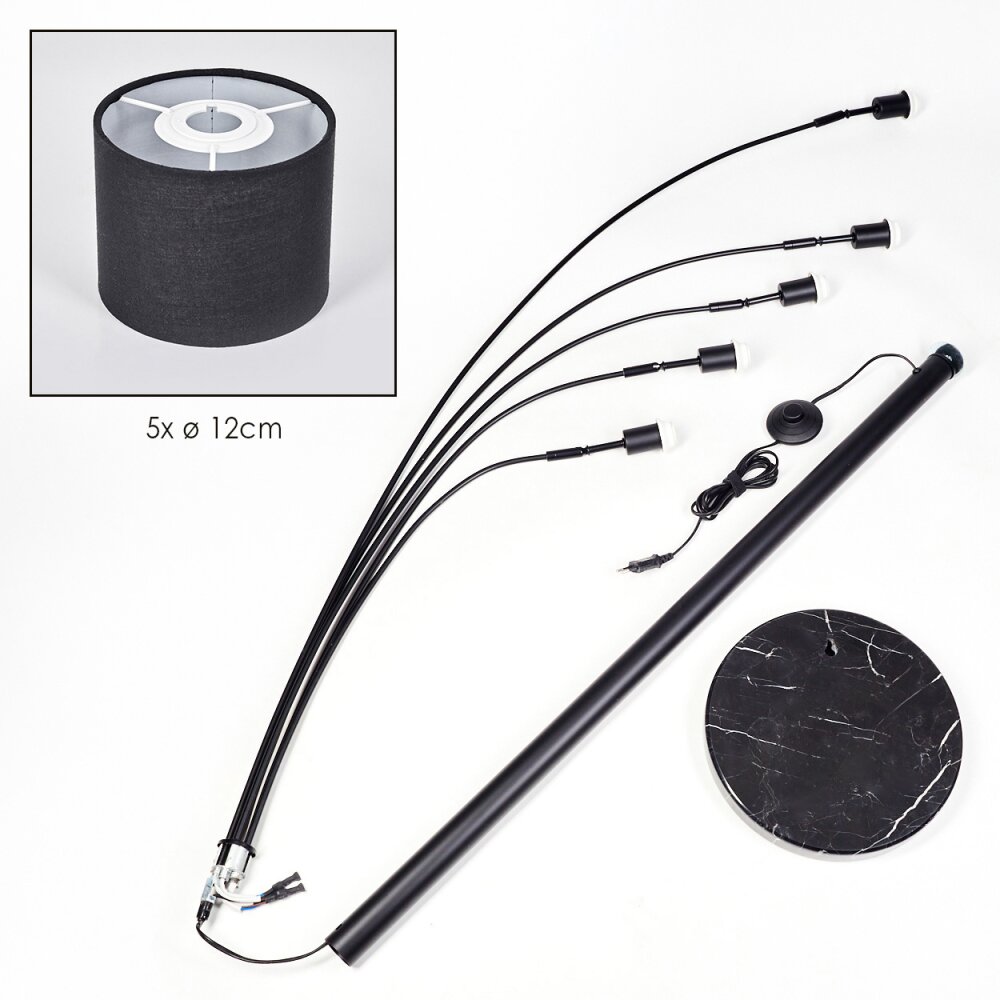 Bassagoda Lampada da terra Nero, 5-Luci