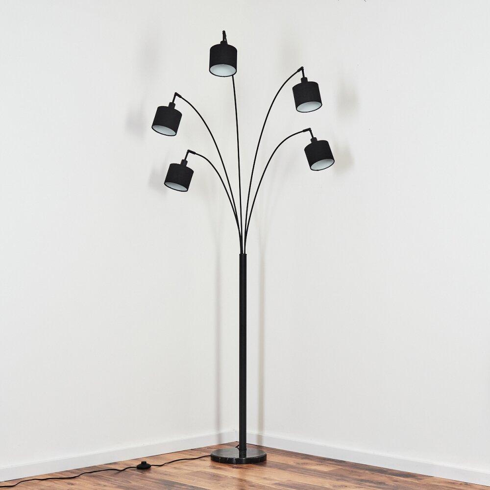 Bassagoda Lampada da terra Nero, 5-Luci