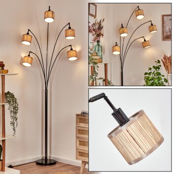 Bongal Lampada da terra Cromo, Nero, 5-Luci