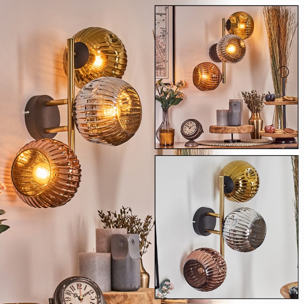 Ripoll Lampada a sfera, Applique Oro, Nero, 3-Luci main product photo