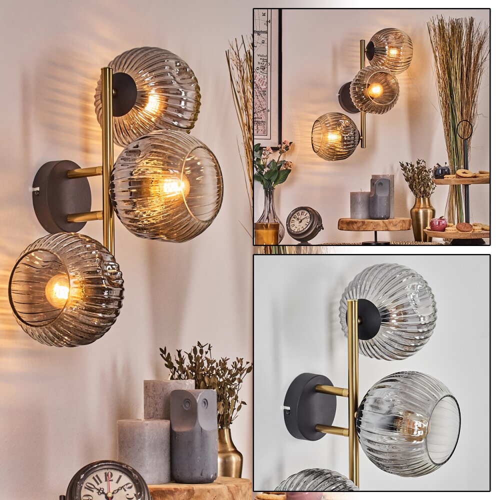 Ripoll Lampada a sfera, Applique Oro, Nero, 3-Luci main product photo