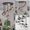 Gastor Plafoniera, Lampada a sfera 57 cm Cromo, Chiaro, Grigio fumo, 9-Luci