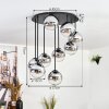 Gastor Plafoniera, Lampada a sfera 57 cm Cromo, Chiaro, Grigio fumo, 9-Luci