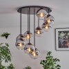 Gastor Plafoniera, Lampada a sfera 57 cm Cromo, Chiaro, Grigio fumo, 9-Luci