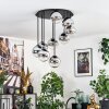 Gastor Plafoniera, Lampada a sfera 57 cm Cromo, Chiaro, Grigio fumo, 9-Luci