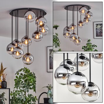 Gastor Plafoniera, Lampada a sfera 57 cm Cromo, Chiaro, Grigio fumo, 9-Luci Gastor Plafoniera, Lampada a sfera 57 cm Cromo, Chiaro, Grigio fumo, 9-Luci