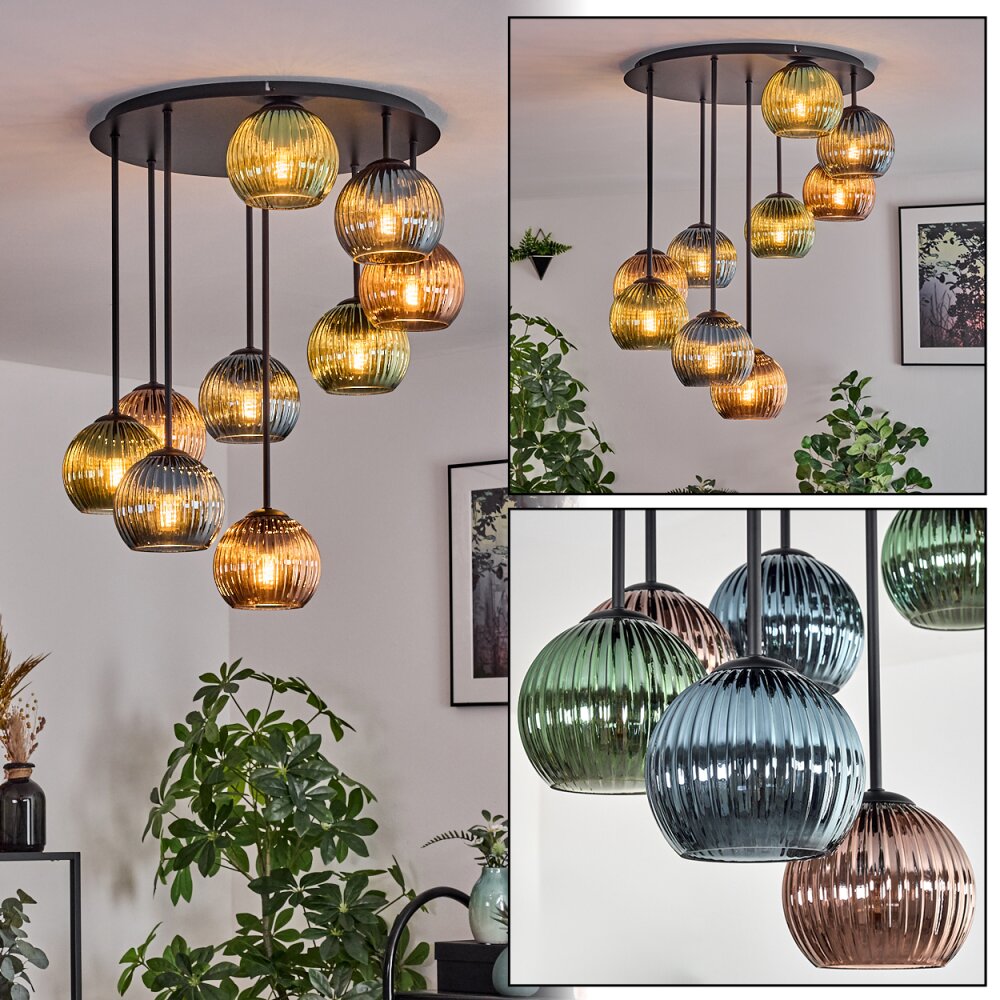Koyoto Plafoniera, Lampada a sfera 57 cm Blu, Verde, Ramato, 9-Luci main product photo