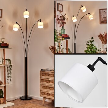 Bassagoda Lampada da terra Nero, 3-Luci