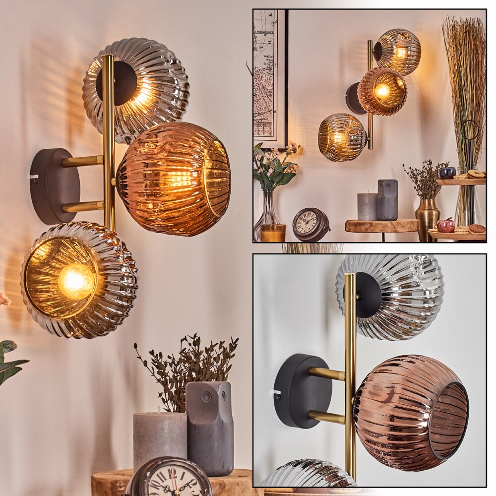 Ripoll Lampada a sfera, Applique Oro, Nero, 3-Luci main product photo