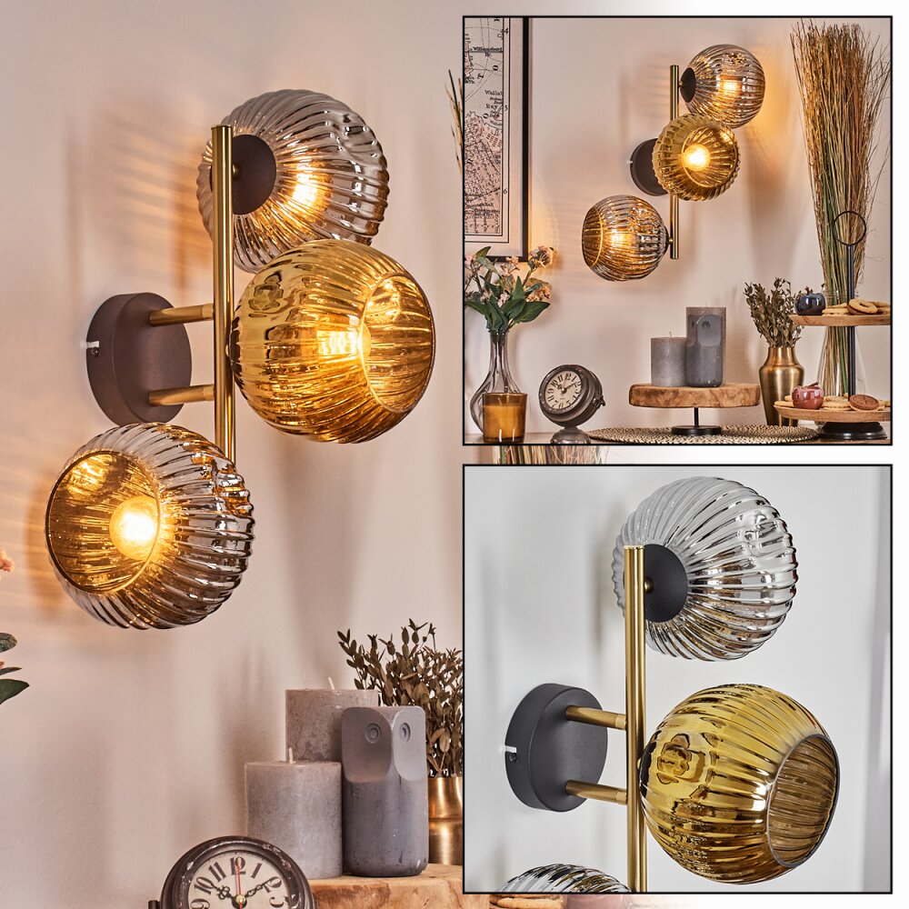 Ripoll Lampada a sfera, Applique Oro, Nero, 3-Luci main product photo