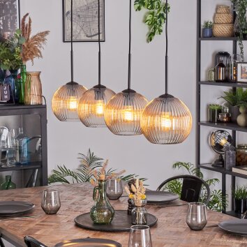 Koyoto Lampadario a sospensione, Lampada a sfera, Lampada a sospensione Ambrato, Chiaro, 4-Luci Koyoto Lampadario a sospensione, Lampada a sfera, Lampada a sospensione Ambrato, Chiaro, 4-Luci