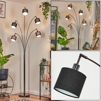 Bassagoda Lampada da terra Cromo, Nero, 5-Luci