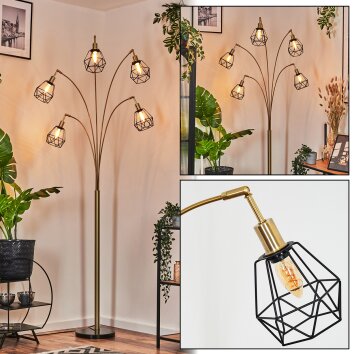 Yaak Lampada da terra Ottone, Nero, 5-Luci