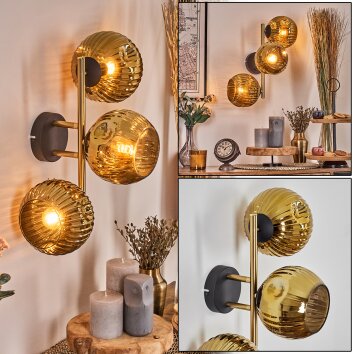 Ripoll Lampada a sfera, Applique Oro, Nero, 3-Luci