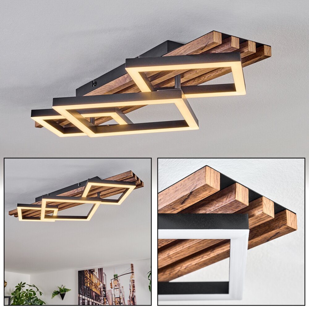 Ellekilde Plafoniera LED Marrone, Aspetto del legno, Nero, 1-Luce main product photo