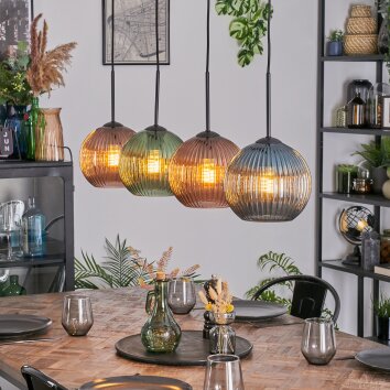 Koyoto Lampadario a sospensione, Lampada a sfera, Lampada a sospensione Blu, Verde, Ramato, 4-Luci