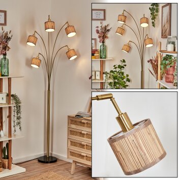 Bongal Lampada da terra Ottone, Nero, 5-Luci