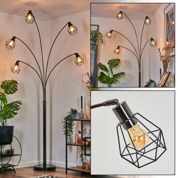 Yaak Lampada da terra Cromo, Nero, 5-Luci