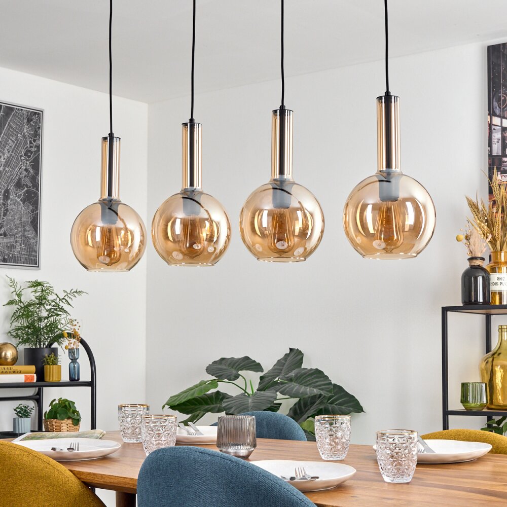 Tador Lampadario a sospensione, Lampada a sfera, Lampada a sospensione Nero, 4-Luci