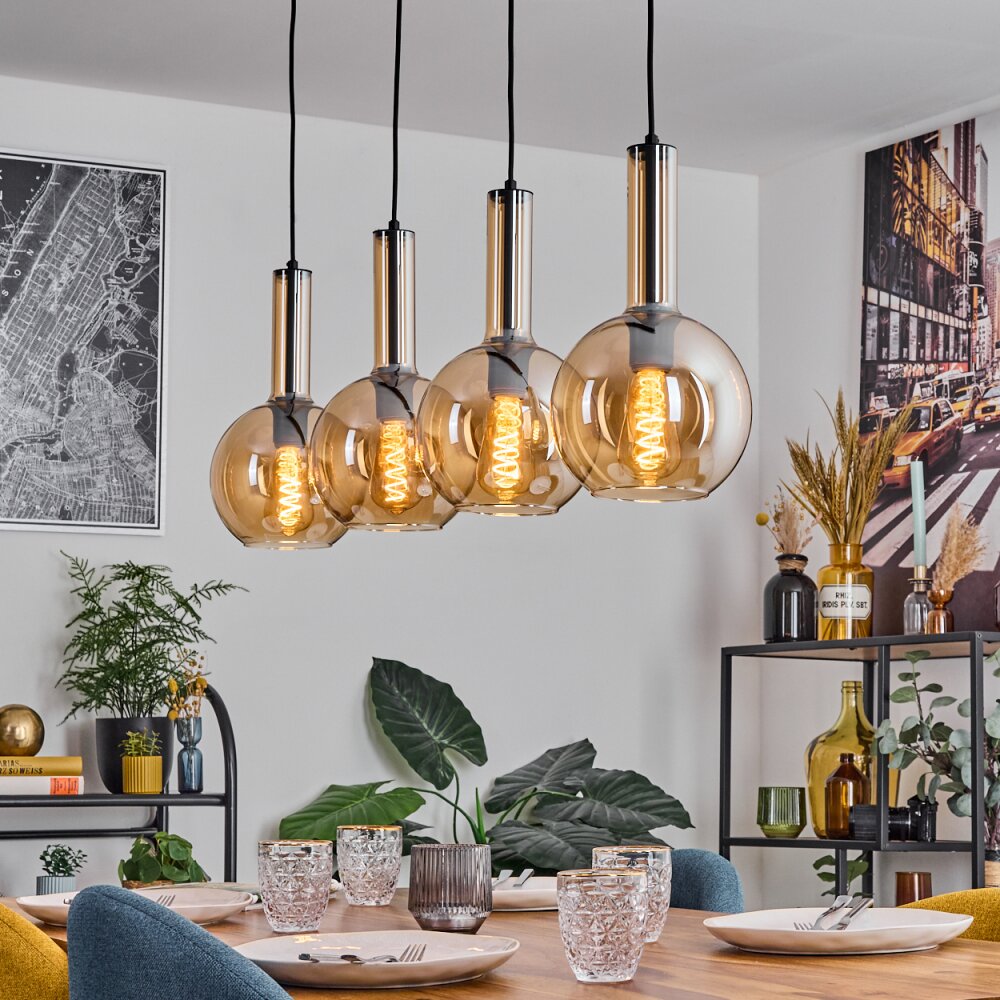 Tador Lampadario a sospensione, Lampada a sfera, Lampada a sospensione Nero, 4-Luci