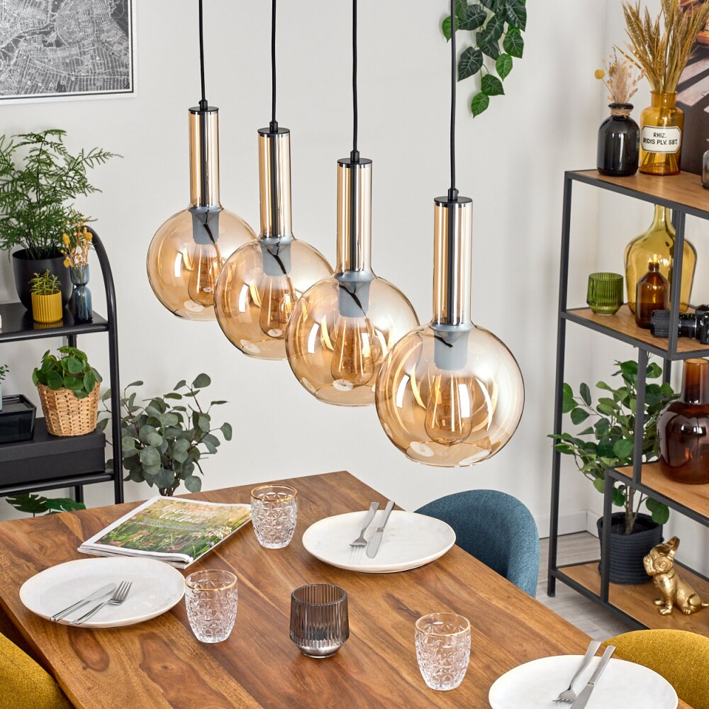 Tador Lampadario a sospensione, Lampada a sfera, Lampada a sospensione Nero, 4-Luci