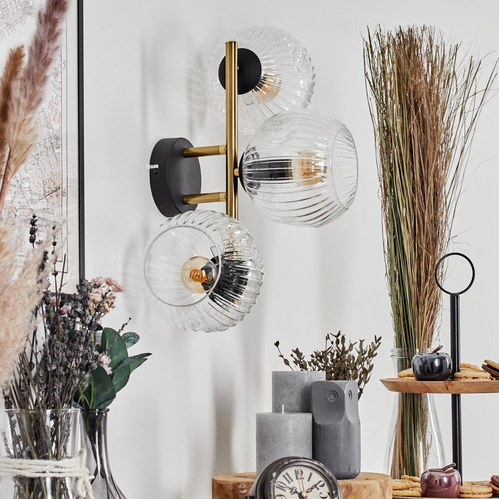 Ripoll Lampada a sfera, Applique Oro, Nero, 3-Luci