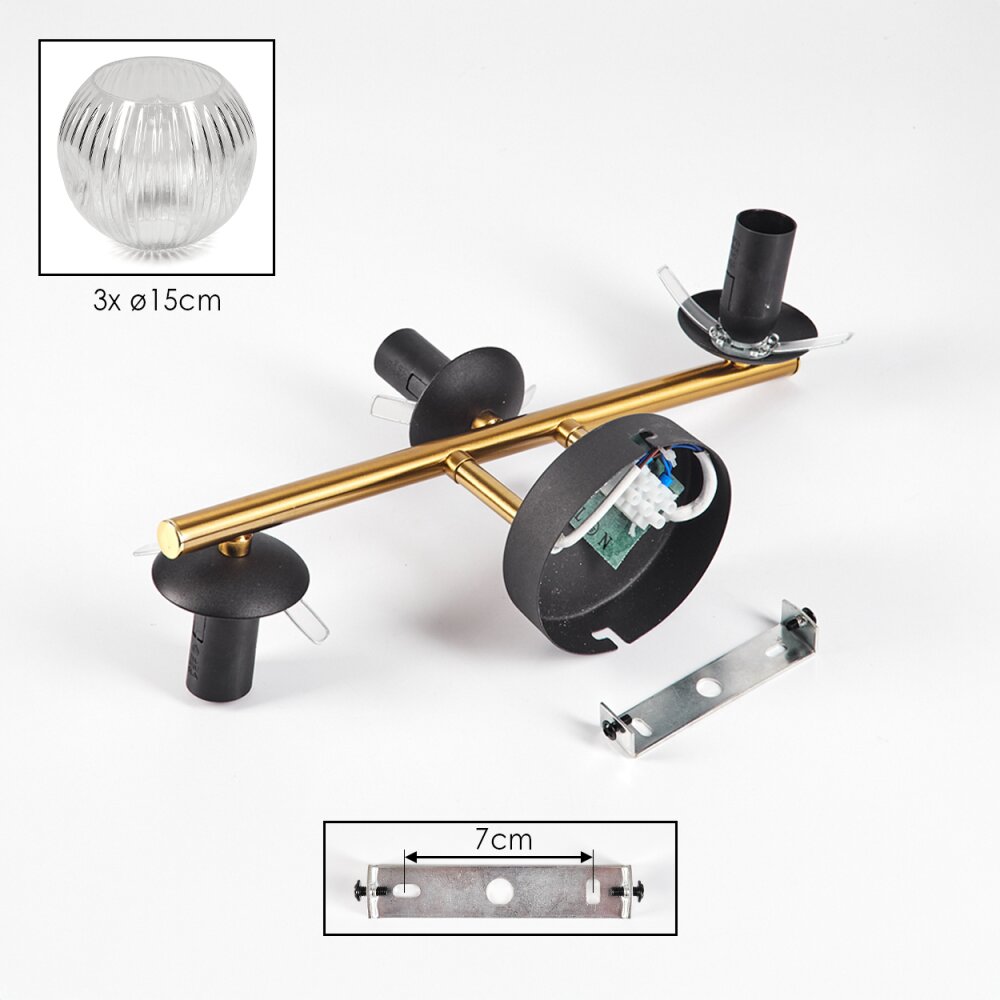 Ripoll Lampada a sfera, Applique Oro, Nero, 3-Luci