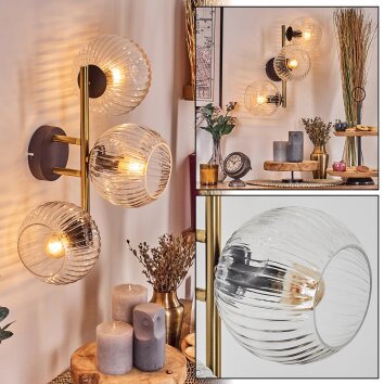 Ripoll Lampada a sfera, Applique Oro, Nero, 3-Luci