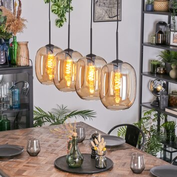 Apedo Lampadario a sospensione, Lampada a sospensione Ambrato, 4-Luci