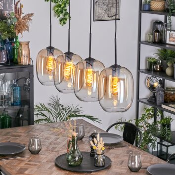 Apedo Lampadario a sospensione, Lampada a sospensione Ambrato, Chiaro, 4-Luci