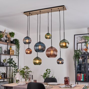 Koyoto Lampadario a sospensione, Lampada a sfera, Lampada a sospensione Écru, Nero, 8-Luci
