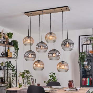 Koyoto Lampadario a sospensione, Lampada a sfera, Lampada a sospensione Écru, Nero, 8-Luci