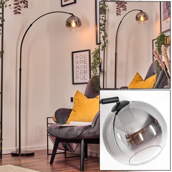 Koyoto Lampada da terra, Lampade ad arco Nero, 1-Luce