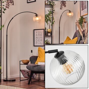 Koyoto Lampada da terra, Lampade ad arco Nero, 1-Luce