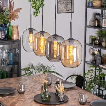 Apedo Lampadario a sospensione, Lampada a sospensione Ambrato, Chiaro, Grigio fumo, 4-Luci