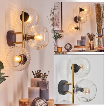 Koyoto Lampada a sfera, Applique Oro, Nero, 3-Luci
