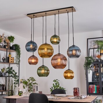 Koyoto Lampadario a sospensione, Lampada a sfera, Lampada a sospensione Écru, Nero, 8-Luci