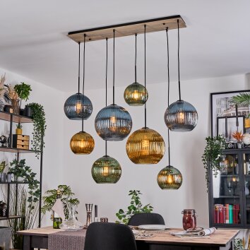 Koyoto Lampadario a sospensione, Lampada a sfera, Lampada a sospensione Écru, Nero, 8-Luci