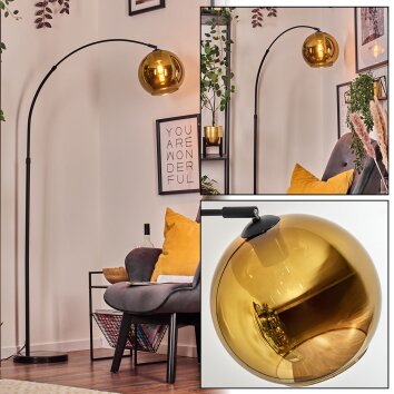 Koyoto Lampada da terra, Lampade ad arco Nero, 1-Luce