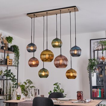 Koyoto Lampadario a sospensione, Lampada a sfera, Lampada a sospensione Écru, Nero, 8-Luci