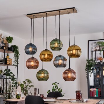 Koyoto Lampadario a sospensione, Lampada a sfera, Lampada a sospensione Écru, Nero, 8-Luci
