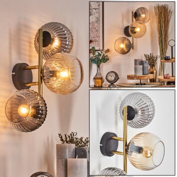 Koyoto Lampada a sfera, Applique Oro, Nero, 3-Luci