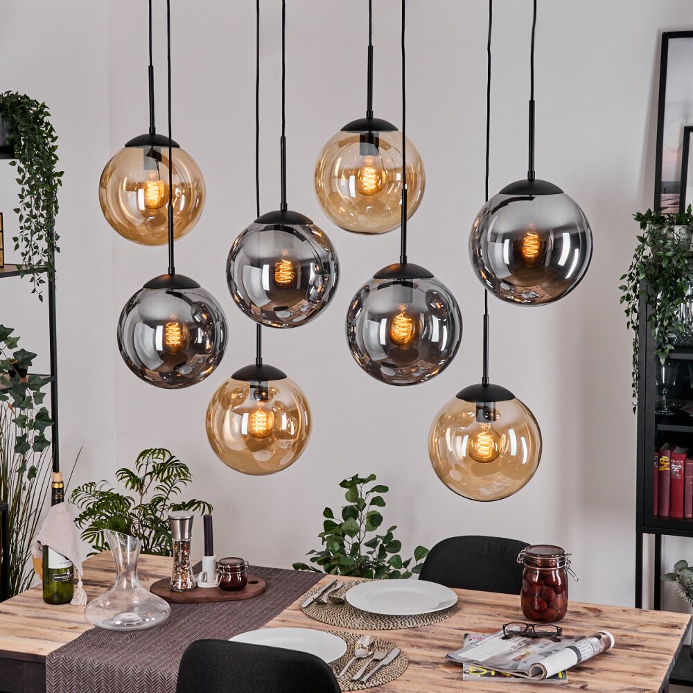 Gastor Lampadario a sospensione, Lampada a sfera, Lampada a sospensione Ambrato, Grigio fumo, 8-Luci main product photo