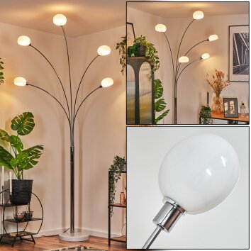 Nikkala Lampada da terra Cromo, Bianco, 5-Luci
