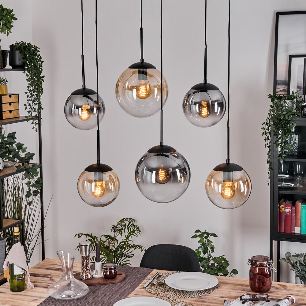 Gastor Lampadario a sospensione, Lampada a sfera, Lampada a sospensione Ambrato, Chiaro, Grigio fumo, 6-Luci main product photo