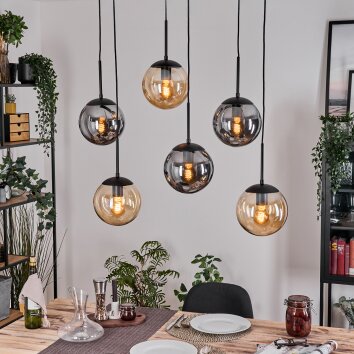 Gastor Lampadario a sospensione, Lampada a sfera, Lampada a sospensione Ambrato, Grigio fumo, 6-Luci