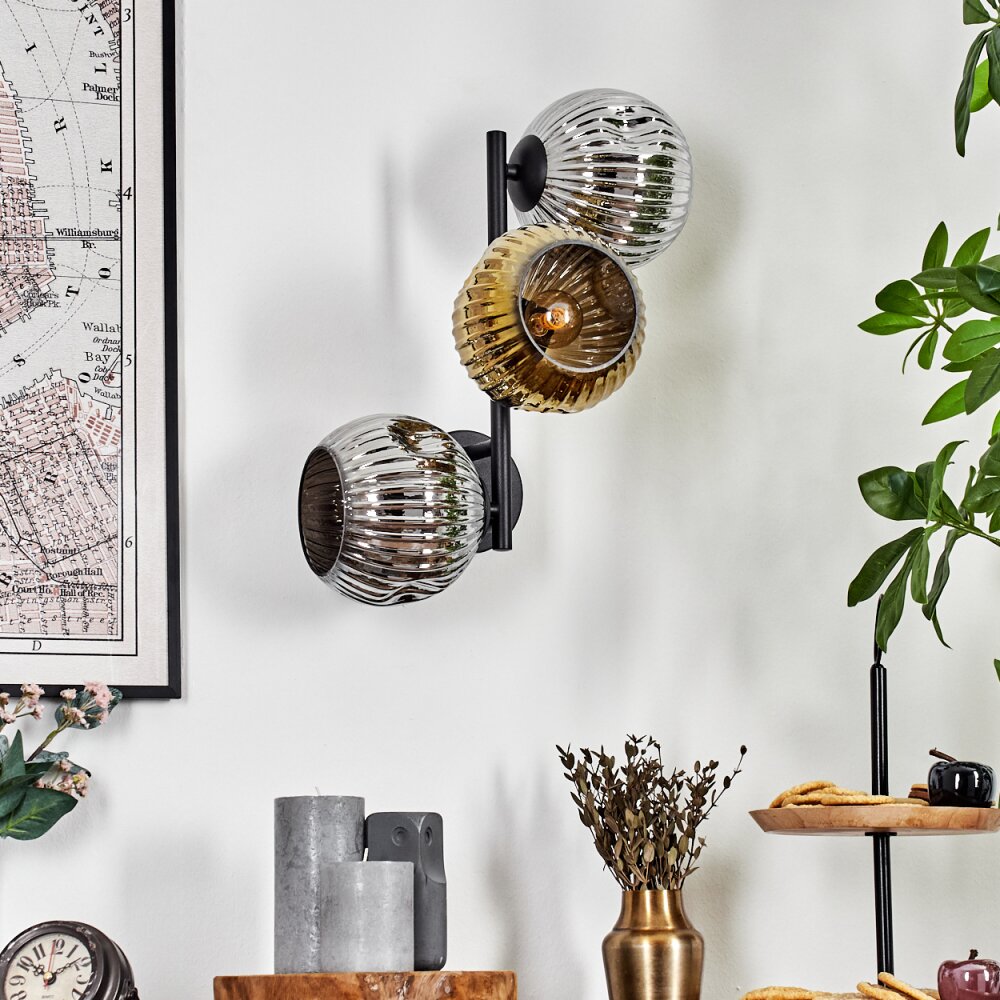Ripoll Lampada a sfera, Applique Cromo, Oro, Grigio fumo, 3-Luci