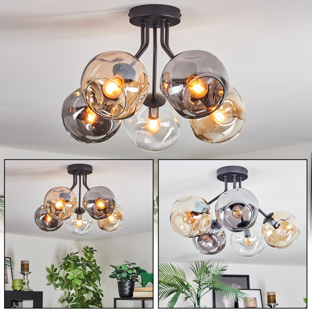 Ripoll Plafoniera, Lampada a sfera Ambrato, Chiaro, Grigio fumo, 5-Luci main product photo